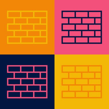 Pop Art Line Bricks simgesi renk arkaplanında izole edildi. Vektör
