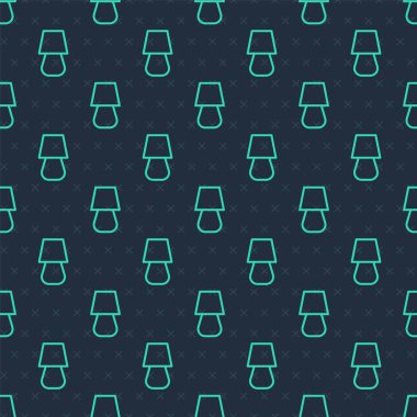 Yeşil çizgi masa lambası ikonu mavi arkaplanda izole edilmiş pürüzsüz desen. Vektör