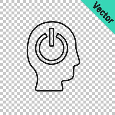 Şeffaf arkaplanda siyah çizgi güç simgesi izole edildi. Başlat işareti. Vektör