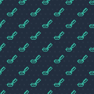 Yeşil çizgi Lip artırma simgesi mavi arkaplanda kusursuz desen izole etti. Hyaluronik asit dudak enjeksiyonu. Estetik ameliyat. Vektör