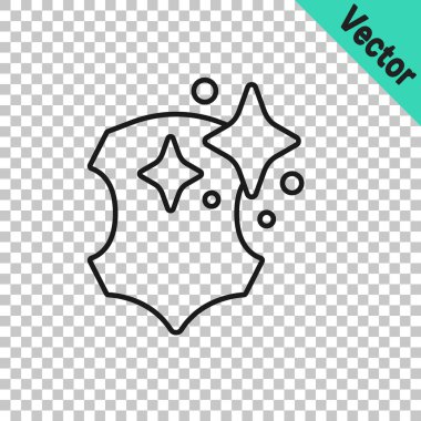 Şeffaf arkaplanda siyah çizgi deri simgesi izole edildi. Vektör