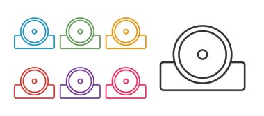 Otolaryngological baş yansıtıcı simgesini beyaz arkaplanda izole et. Hastaların kulak, boğaz ve burun muayenesi için ekipman. Simgeleri renklendirin. Vektör