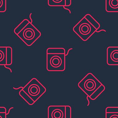 Kırmızı çizgi diş ipi simgesi siyah arkaplanda izole edilmiş. Vektör