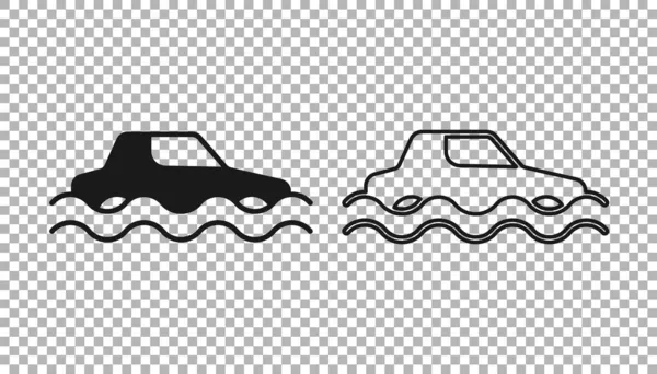 Черный Flood Автомобиль Значок Изолирован Прозрачном Фоне Концепция Страхования Концепция — стоковый вектор