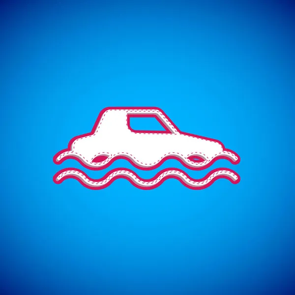 Icono Del Coche White Flood Aislado Sobre Fondo Azul Concepto — Vector de stock