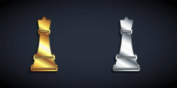 Золото Серебро Шахматы Иконка Изолированы Черном Фоне Бизнес Стратегия Игра — стоковый вектор