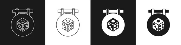Установите Значок Game Dice Черно Белом Фоне Игры Казино Вектор — стоковый вектор