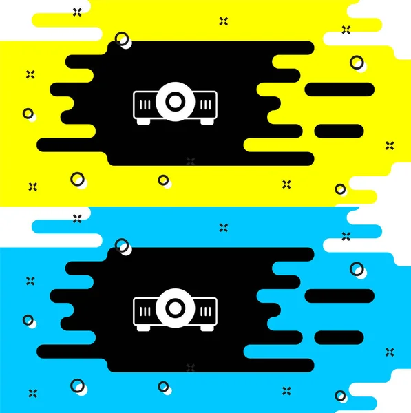 Blanc Présentation Film Film Projecteur Multimédia Icône Isolée Sur Fond — Image vectorielle