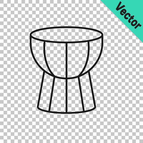 Black Line African Darbuka Drum Icon Isolated Transparent Background Musical — Stock Vector