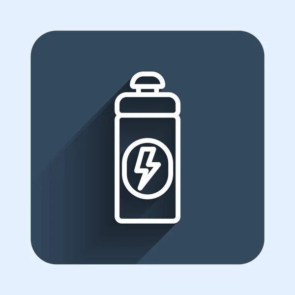 Witte Lijn Fitness Shaker Pictogram Geïsoleerd Met Lange Schaduw Achtergrond — Stockvector