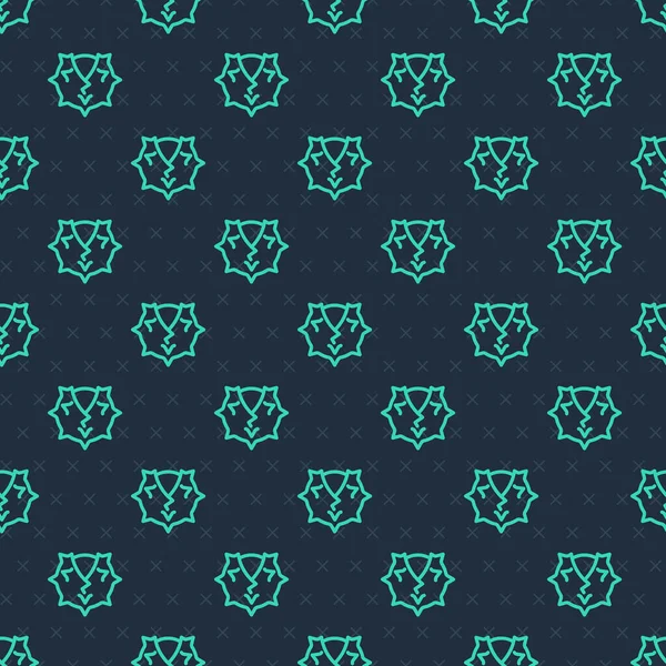 Línea Verde Icono Castaño Patrón Inconsútil Aislado Sobre Fondo Azul — Vector de stock