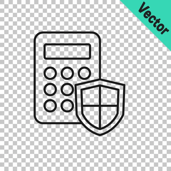 Línea Negra Panel Control Del Sistema Seguridad Con Icono Pantalla — Vector de stock