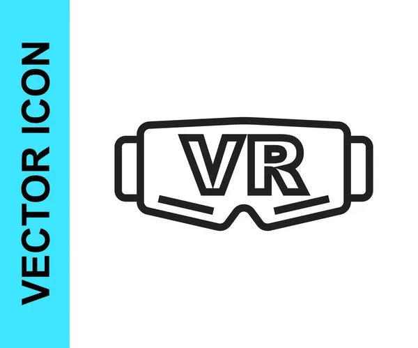 Schwarze Linie Virtual Reality Brille Symbol Isoliert Auf Weißem Hintergrund — Stockvektor