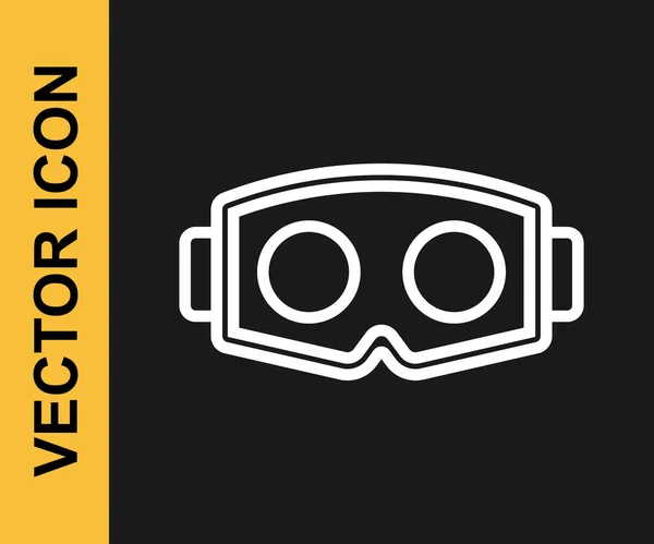 Biała Linia Ikona Okularów Wirtualnej Rzeczywistości Czarnym Tle Stereoskopowa Maska — Wektor stockowy
