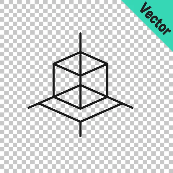 Schwarze Linie Modellierungssymbol Isoliert Auf Transparentem Hintergrund Augmented Reality Oder — Stockvektor