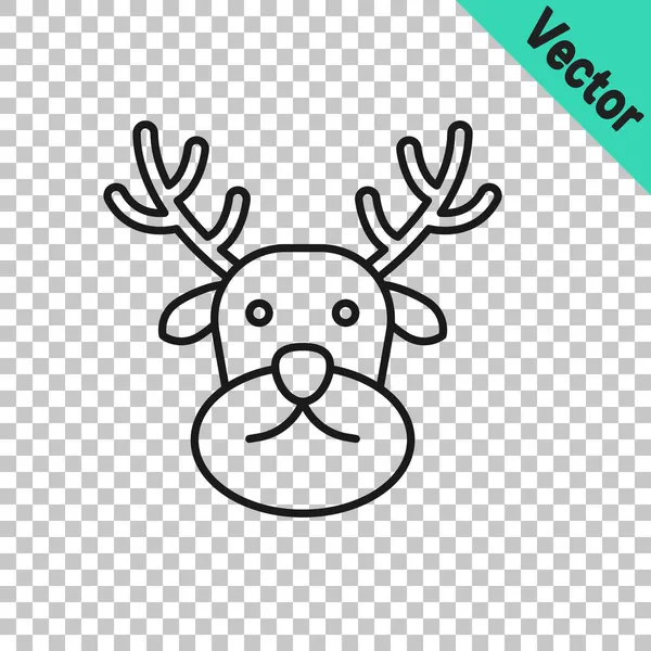 Schwarze Linie Rentier Symbol Isoliert Auf Transparentem Hintergrund Frohe Weihnachten — Stockvektor