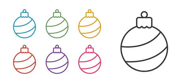 Set Line Weihnachtskugel Symbol Isoliert Auf Weißem Hintergrund Frohe Weihnachten — Stockvektor