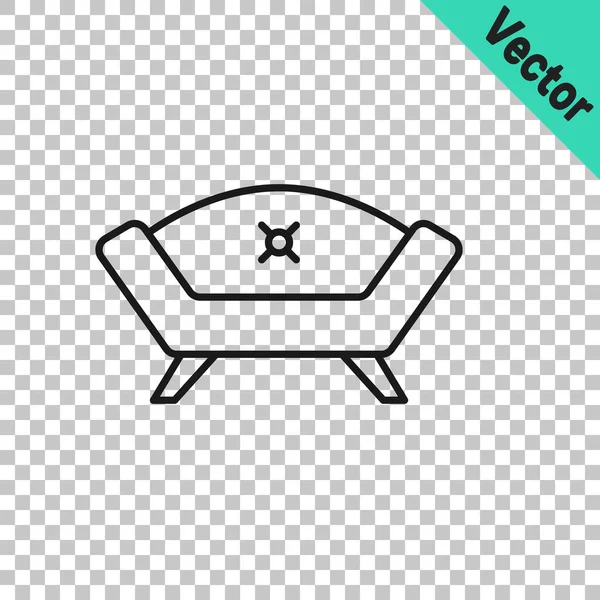 Black Line Sofa Icon Isolated Transparent Background Vector — Stock Vector