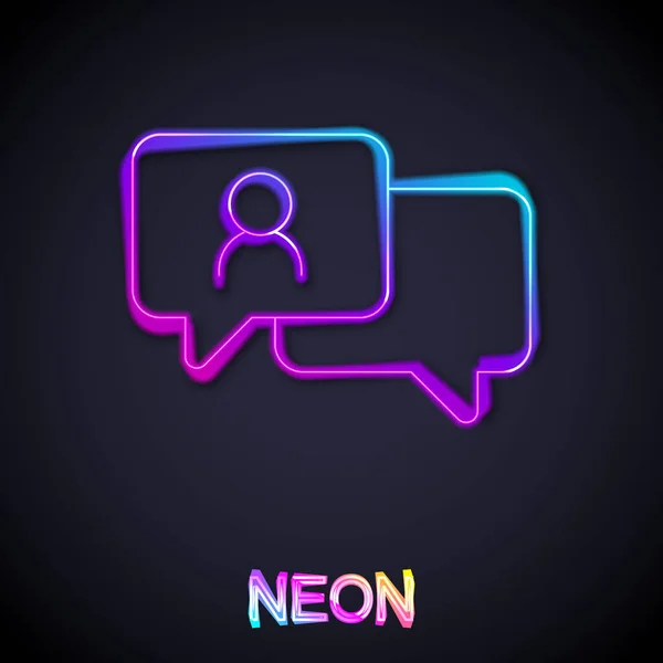 Gloeiende Neon Lijn Speech Bubble Chat Pictogram Geïsoleerd Zwarte Achtergrond — Stockvector