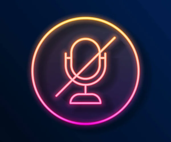 Glowing Neon Line Mute Microphone Icon Isolated Black Background Microphone — Stock Vector