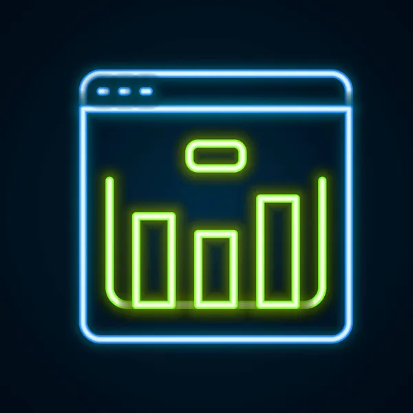 Leuchtender Neon Line Browser Mit Wachstumsdiagrammen Für Den Aktienmarkt Und — Stockvektor