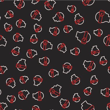 Çizgi Sanal gerçeklik gözlüğü simgesi siyah arkaplanda izole edilmiş kusursuz desen. Stereoskopik 3D VR maskesi. Optik baş monte edildi. Vektör