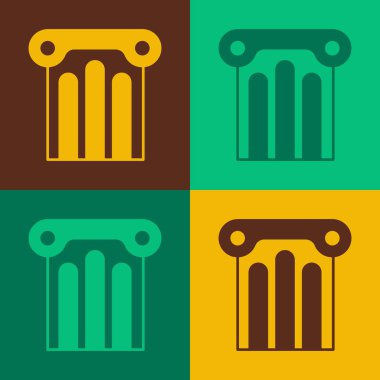 Pop Art Ancient sütun simgesi renk arkaplanında izole edildi. Vektör