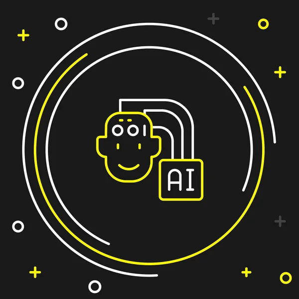 Line Humanoid Robot Ikon Elszigetelt Fekete Háttérrel Mesterséges Intelligencia Gépi — Stock Vector