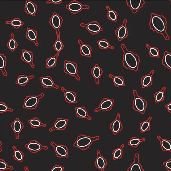 Çizgi Sihirli el aynası ikonu siyah arkaplanda izole edilmiş pürüzsüz desen. Vektör