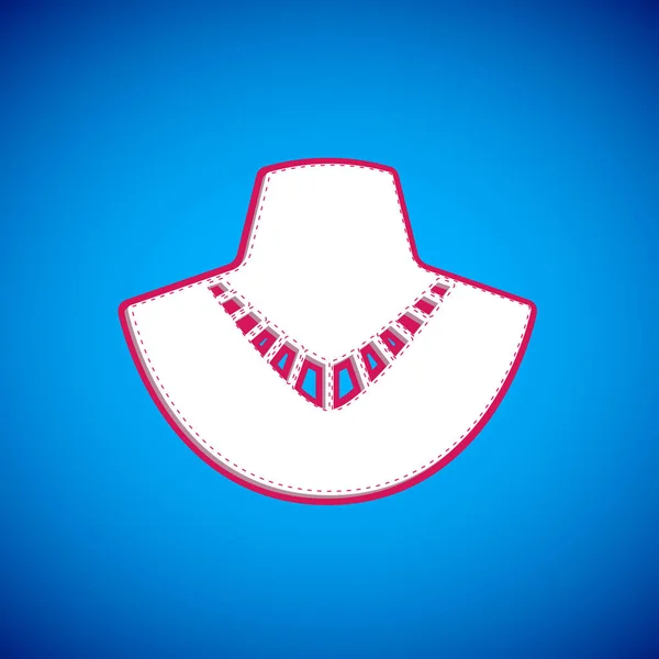 White Necklace Mannequin Icon Isolated Blue Background Vector — Stock Vector