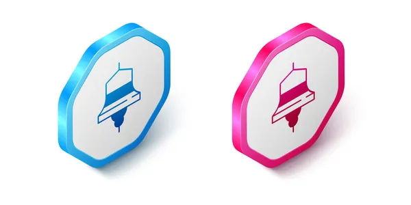 Isometric Ship Bell Icon Isolated White Background Hexagon Button Vector — Stock Vector