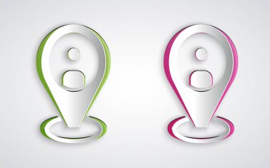 Kağıt kesiği Taksi istemcisi simgesi gri arkaplanda izole edildi. Kağıt sanatı tarzı. Vektör