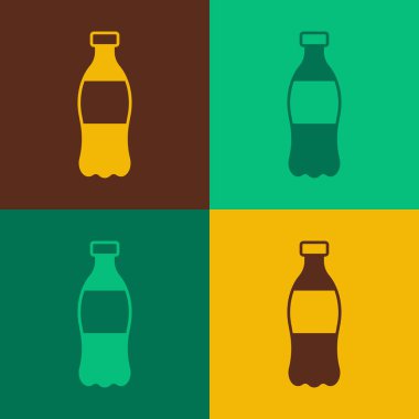 Renkli arka planda izole edilmiş bir şişe su ikonu. Soda su içme tabelası. Vektör