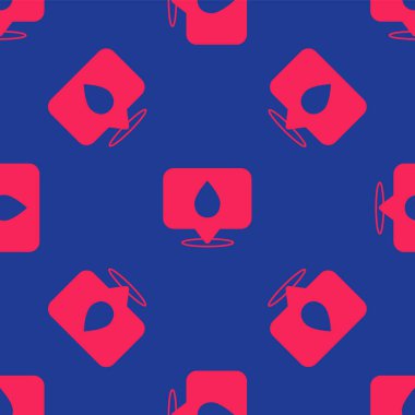 Konum simgesi olan kırmızı su damlası mavi arka planda izole edilmiş pürüzsüz desen. Vektör