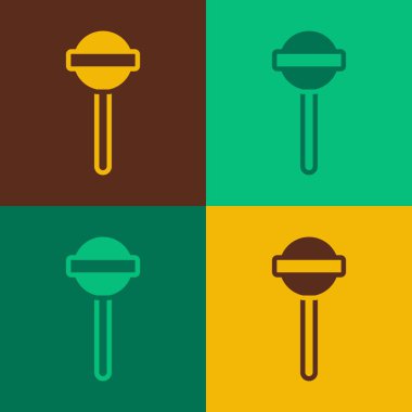 Pop Art Lolipop simgesi renk arkaplanında izole edildi. Yemek, lezzetli bir sembol. Vektör