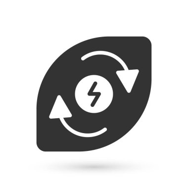 Gri Su enerji ikonu beyaz arkaplanda izole edildi. Su damlacıklarıyla ekoloji kavramı. Alternatif enerji kavramı. Vektör