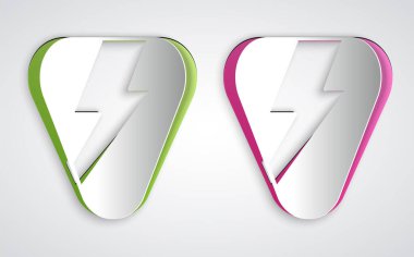 Gri arkaplanda kağıt kesiği Gitar penası simgesi izole edildi. Müzik aleti. Kağıt sanatı tarzı. Vektör