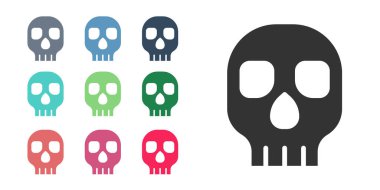 Siyah Kafatası simgesi beyaz arkaplanda izole edildi. Mutlu Cadılar Bayramı Partisi. Simgeleri renklendirin. Vektör