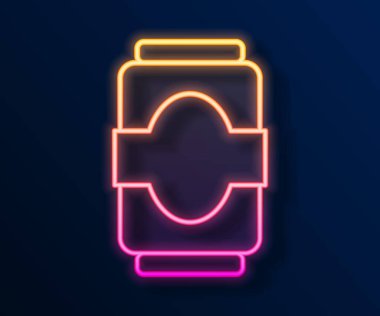 Parlayan neon hattı Soda kutusu simgesi siyah arkaplanda izole edildi. Vektör