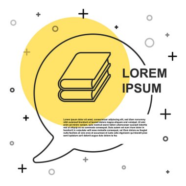 Siyah çizgi kitap simgesi beyaz arkaplanda izole edildi. Rastgele dinamik şekiller. Vektör