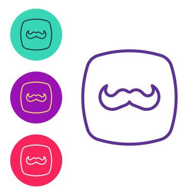 Satır Bıyık simgesini beyaz arkaplanda izole et. Berber dükkanı sembolü. Yüz kılı stili. Simgeleri renklendirin. Vektör