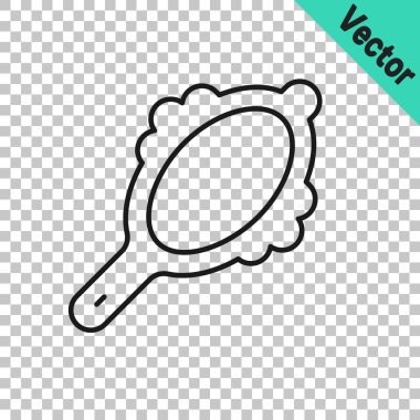 Siyah çizgi sihirli el aynası ikonu şeffaf arkaplanda izole edildi. Vektör