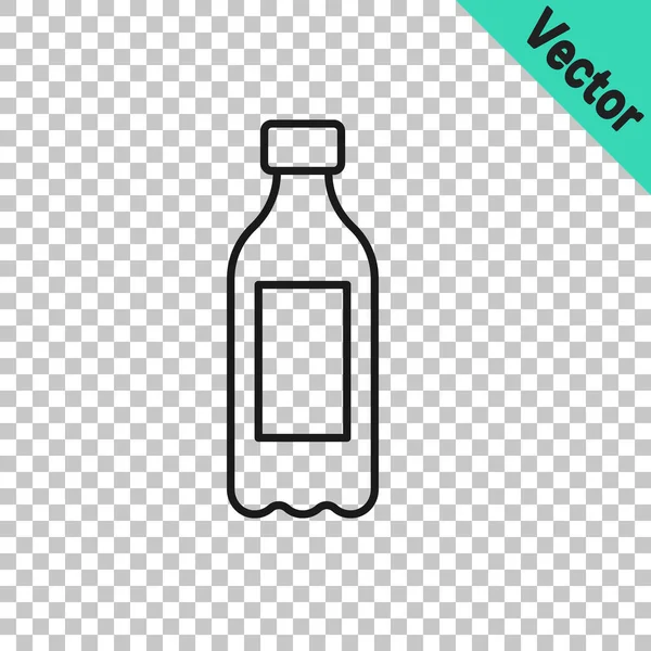 Черная Линия Бутылка Воды Иконка Изолированы Прозрачном Фоне Знак Напитка — стоковый вектор