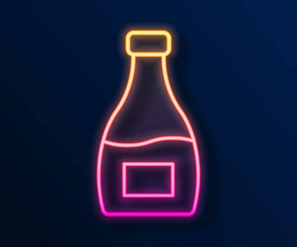 Glowing Neon Line Saus Botol Ikon Terisolasi Pada Latar Belakang - Stok Vektor