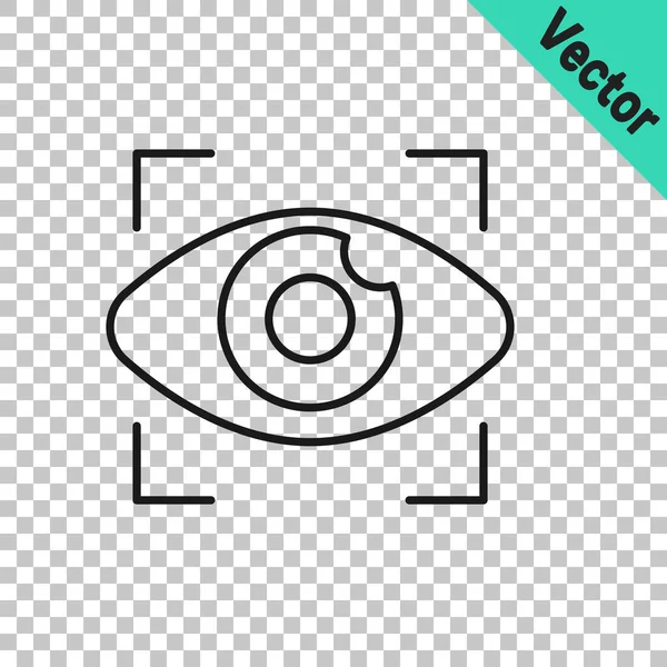 Schwarze Linie Big Brother Elektronisches Auge Symbol Isoliert Auf Transparentem — Stockvektor
