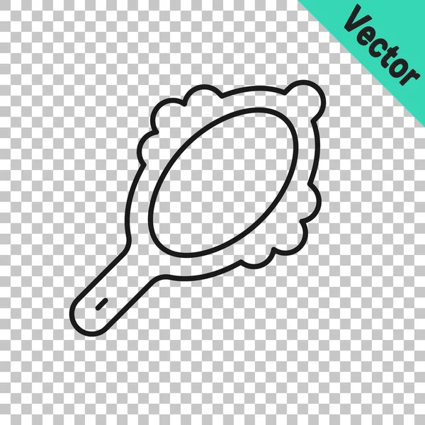 Black Line Magic Handspiegel Icon Isoliert Auf Transparentem Hintergrund Vektor — Stockvektor