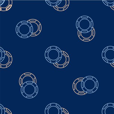 Line Casino çipleri simgesi mavi arka planda izole edilmiş. Kumarhane kumarı. Vektör