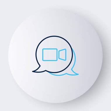 Beyaz arkaplanda görüntülü sohbet simgesi izole edildi. Çevrimiçi iş görüşmesi formu. Uzak proje yönetimi. Renkli taslak konsepti. Vektör