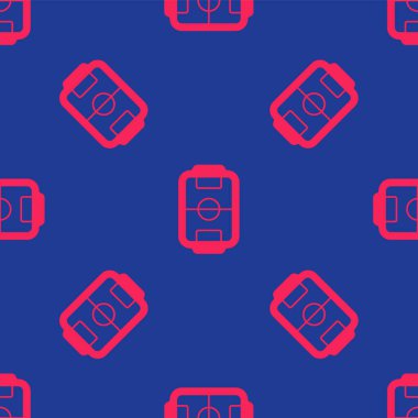 Kırmızı Masa futbol oyunu hobisi veya boş zaman ikonu mavi arka planda izole edilmiş pürüzsüz desen. Spor takımı oyuncuları. Vektör