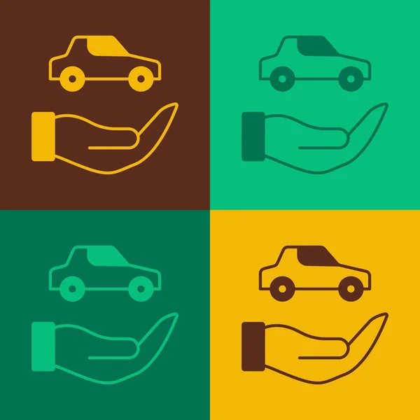 流行艺术汽车保险图标孤立的色彩背景 保险概念 保护概念 — 图库矢量图片